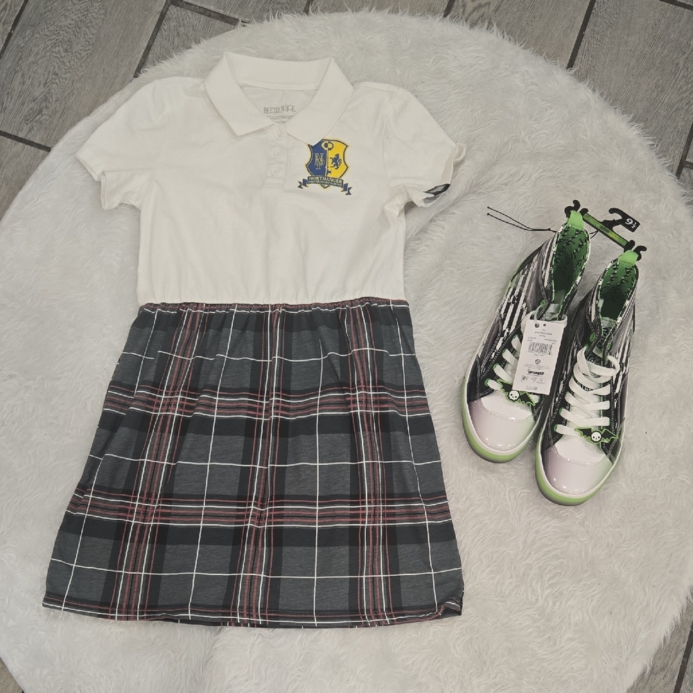 Hogwarts-Inspired Schoolgirl Dress + NEW‎ High-Top Sneakers (Set)